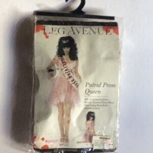 Leg Avenue Pink and Black Zombie Prom Queen Halloween Costume NEW OLD STOCK
